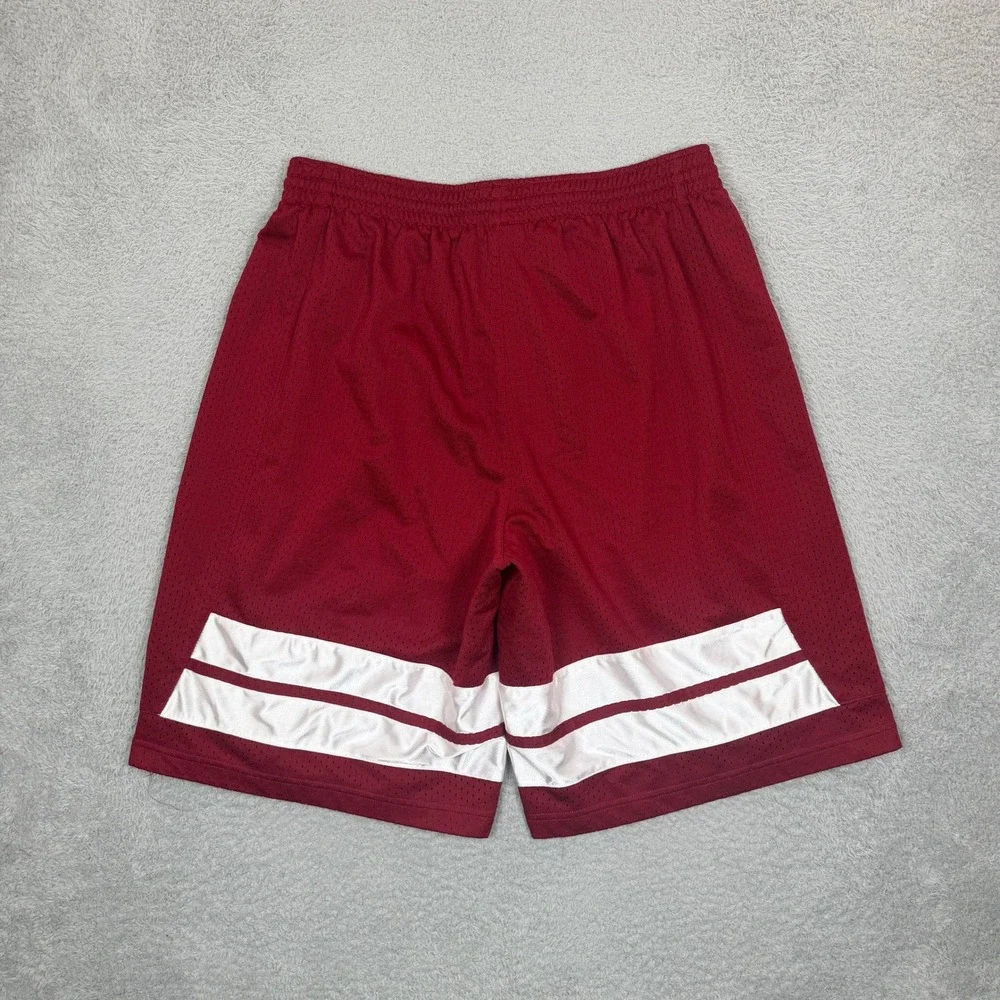 Vintage Nike Mens Basketball Shorts XXL Maroon Burgundy Mesh Striped Athletic